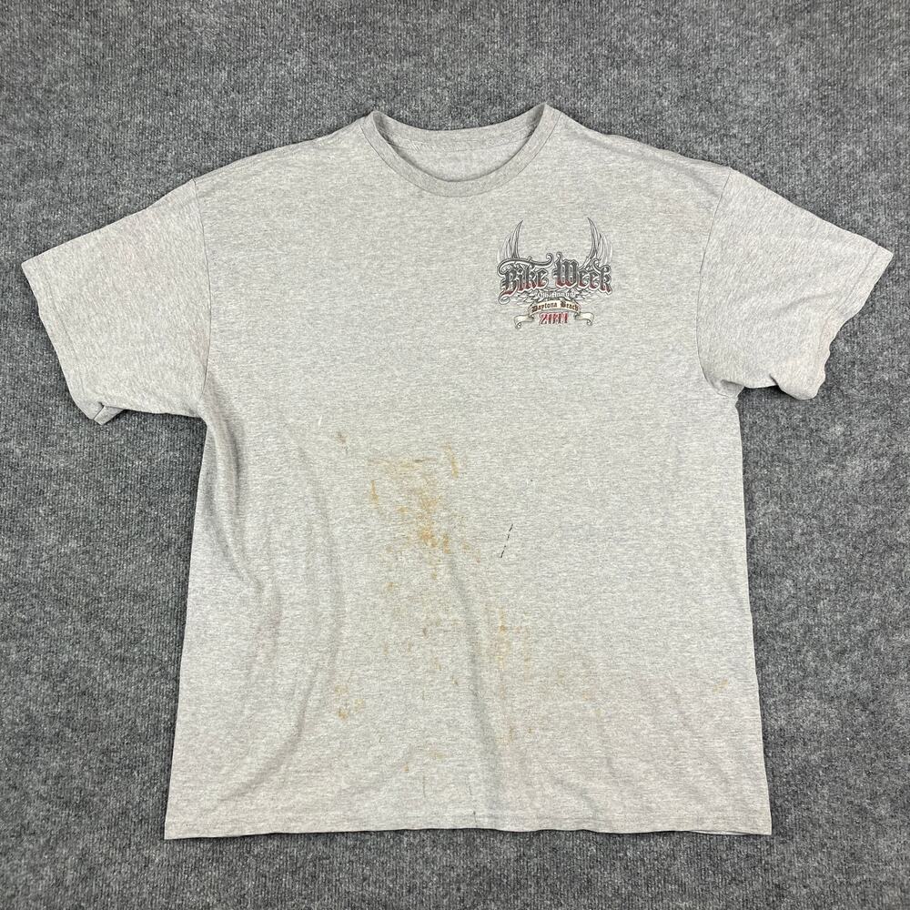 Bike Week T-Shirt Mens XL Gray 2011 Daytona Beach Graphic Biker Vintage Wear - Picture 4 of 7